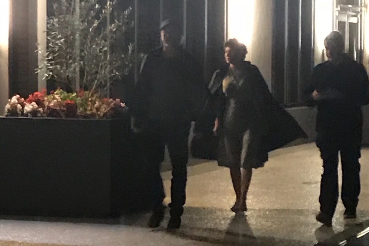 Los Angeles, CA  - *PREMIUM-EXCLUSIVE*  - Brad Pitt is spotted out with Alia Shawkat.  The pair are seen leaving the opening night after party for Ethan Coen's '