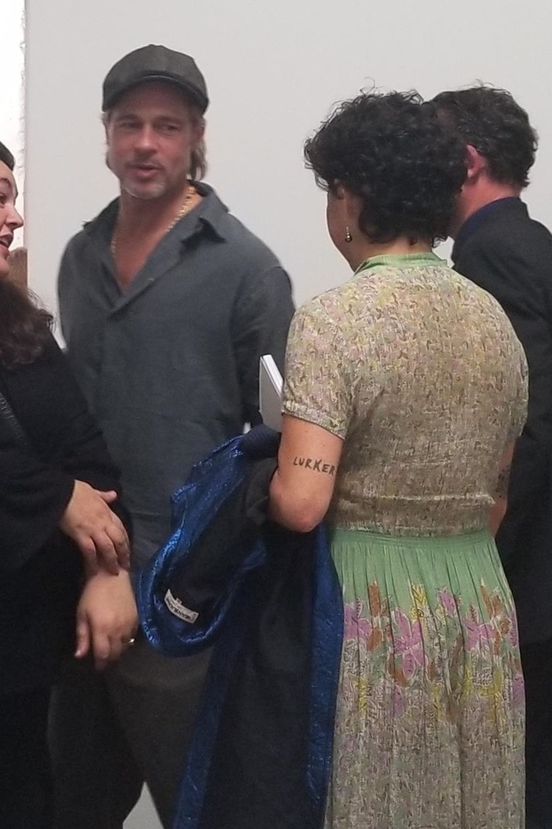 Los Angeles, CA  - *PREMIUM-EXCLUSIVE*  - Brad Pitt is spotted with Alia Shawkat at the Wilding Cran Gallery in Los Angeles. The actor was first spotted on a night out with the Arrested Development actress at a play in Los Angeles on September 21st.  The pair who appear to be spending more time together recently were seen exploring the “L.A. on Fire”  exhibit at the gallery on November 16, 2019. The couple spent about ten minutes taking in German artist, Martin Werthmann's 