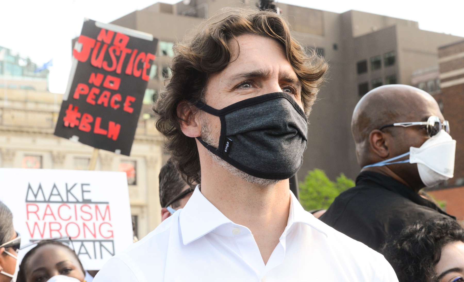 Prime Minister Justin Trudeau takes part in an anti-racism protest on Parliament Hill during the COVID-19 pandemic in Ottawa on Friday, June 5, 2020.,Image: 527478278, License: Rights-managed, Restrictions: World rights excluding North America, Model Release: no, Credit line: Sean Kilpatrick / PA Images / Profimedia