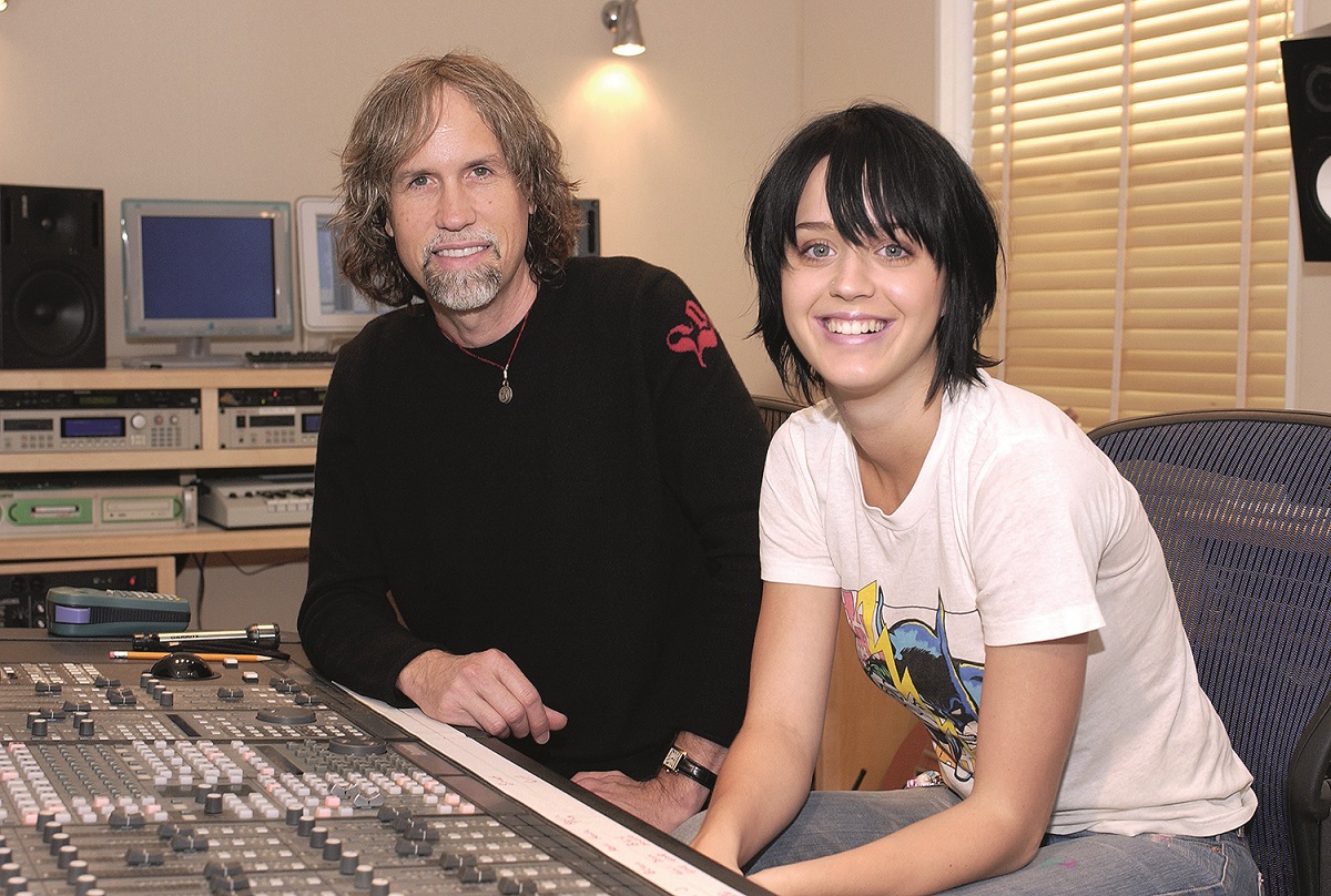WEST HOLLYWOOD, CA -  SEPTEMBER 25:  (EXCLUSIVE COVERAGE) Katy Hudson AKA Katy Perry and producer Glen Ballard pose during a portrait session on September 25, 2002 in West Hollywood, California.  (Photo by Lester Cohen/WireImage)