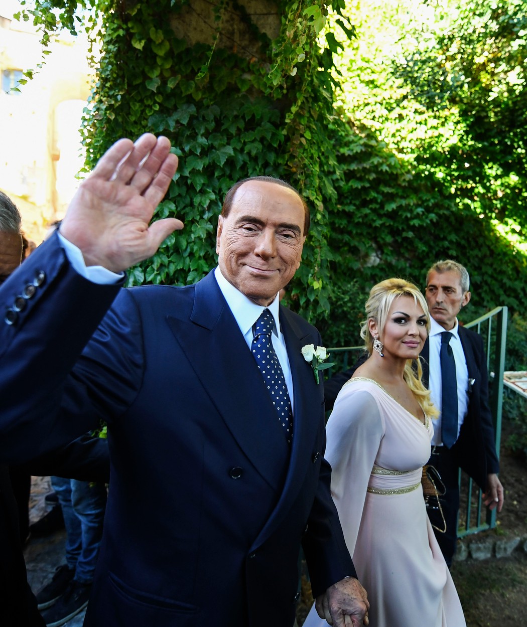 Silvio Berlusconi and Francesca Pascale in Ravello, at the wedding of her sister Marianna Pascale. 13/10/2017, Ravello, Italy,Image: 352816767, License: Rights-managed, Restrictions: No model/property release was granted for this image. Pursuant to law and as previously agreed by registering on this website, the company publishing this image is required to blur or pixelate the sensitive details in such a way as to make those details un, Model Release: no, Credit line: Salvatore Laporta / IPA / IPA / Profimedia