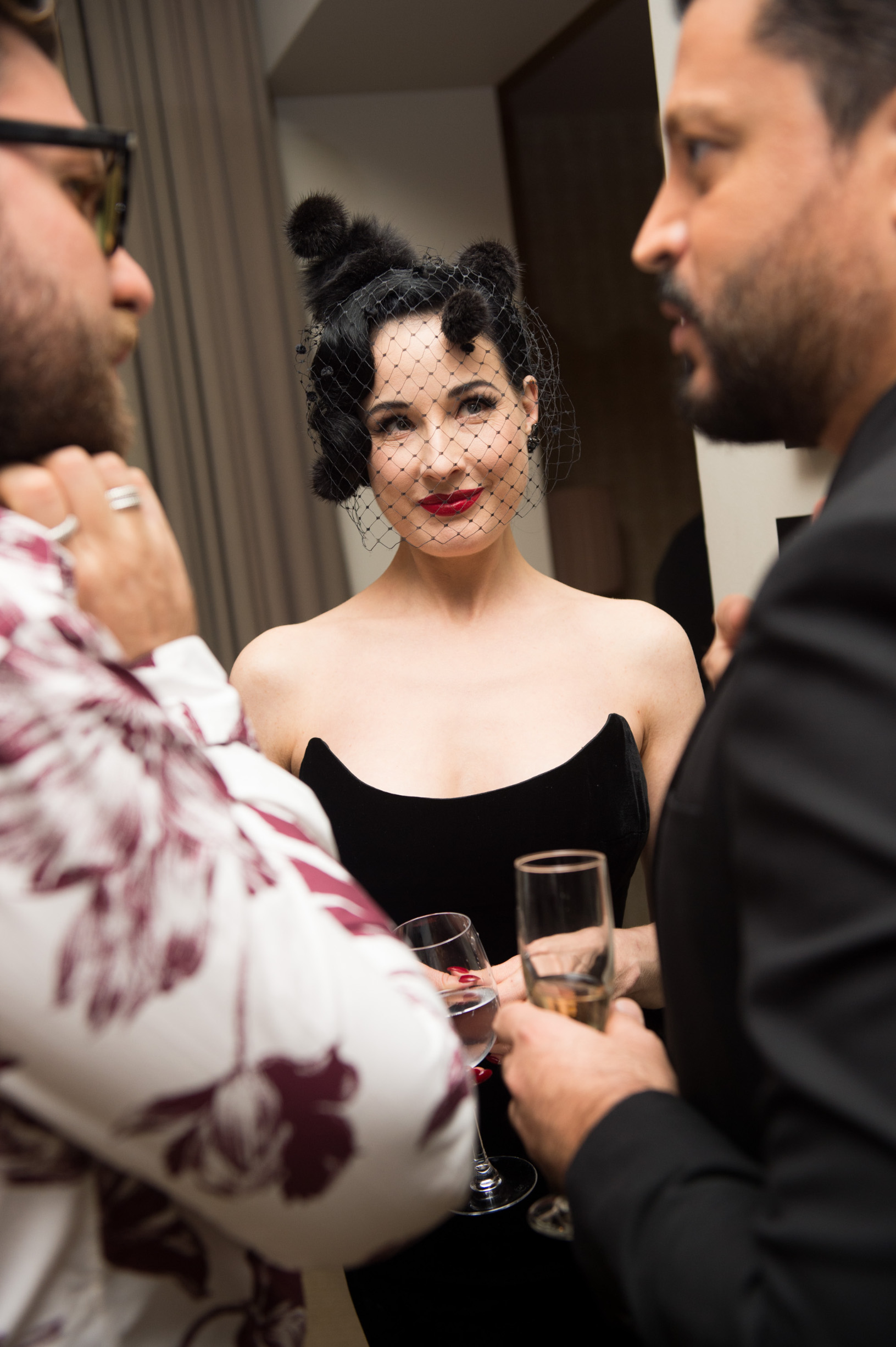 WEST HOLLYWOOD, CA - NOVEMBER 16:  Actress Dita Von Teese and designer Zuhair Murad (R) attend the Zuhair Murad cocktail party at Sunset Tower Hotel on November 16, 2016 in West Hollywood, California.  (Photo by Emma McIntyre/Getty Images for Zuhair Murad)