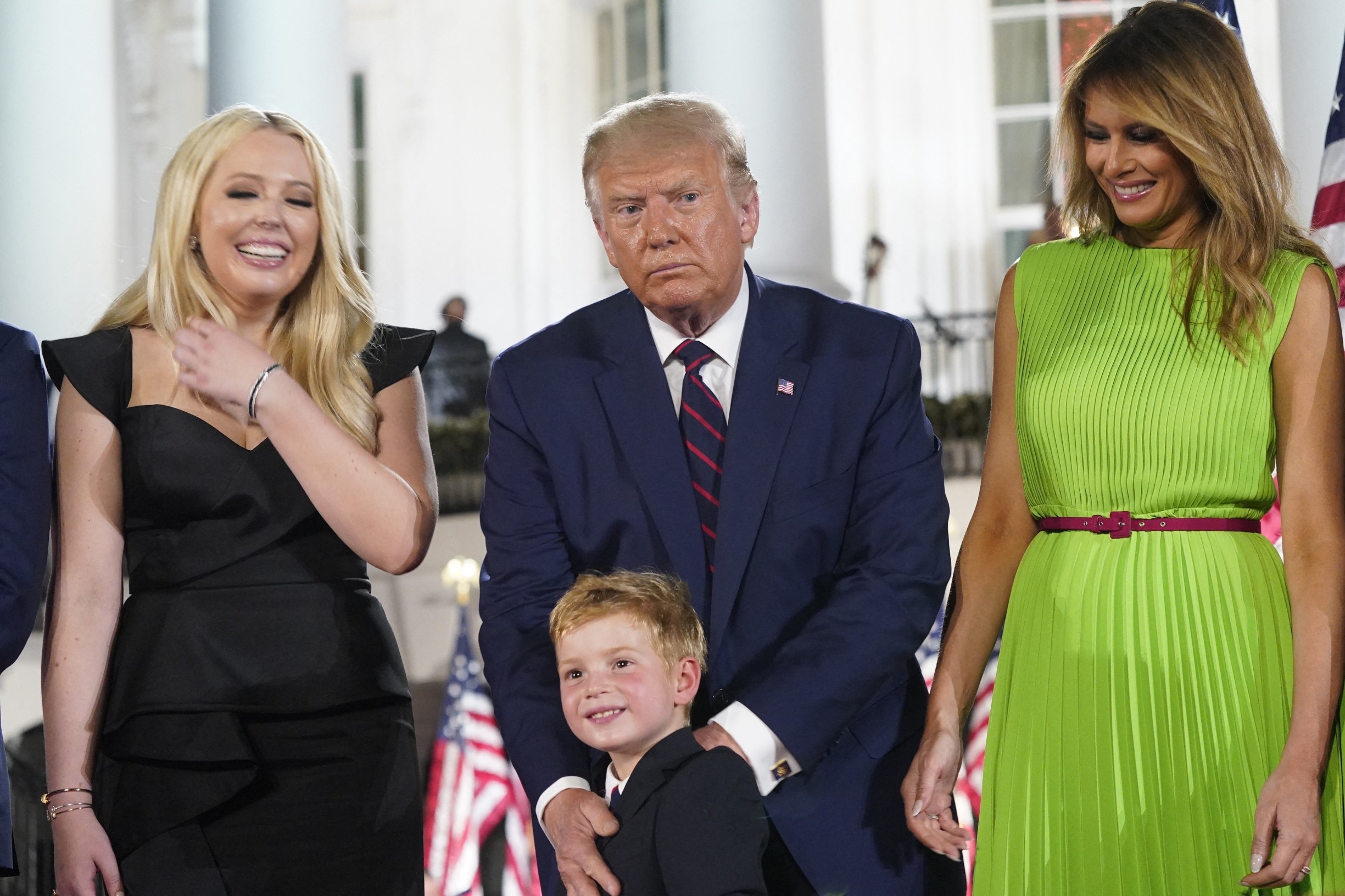 August 27, 2020 - Washington, DC, United States: Tiffany Trump, Donald Trump, Melania Trump. U.S. President Donald Trump formally accepts the 2020 Republican presidential nomination during his Republican National Convention address from the South Lawn at the White House. (Erin Scott/Polaris) ///,Image: 555283166, License: Rights-managed, Restrictions: , Model Release: no, Credit line: Pool/ABACA / Abaca Press / Profimedia