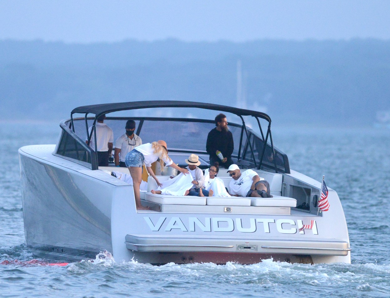 08/24/2020 PREMIUM EXCLUSIVE: Beyonce and Jay-Z head out on a luxury boat ride with Twitter CEO Jack Dorsey in The Hamptons. The rapper and the social media mogul were pictured relaxing and sipping on rose wine. Beyonce was dressed in a pink bucket hat, white blouse, and jean shorts.,Image: 555108717, License: Rights-managed, Restrictions: Exclusive NO usage without agreed price and terms. Please contact sales@theimagedirect.com, Model Release: no, Credit line: TheImageDirect.com / The Image Direct / Profimedia