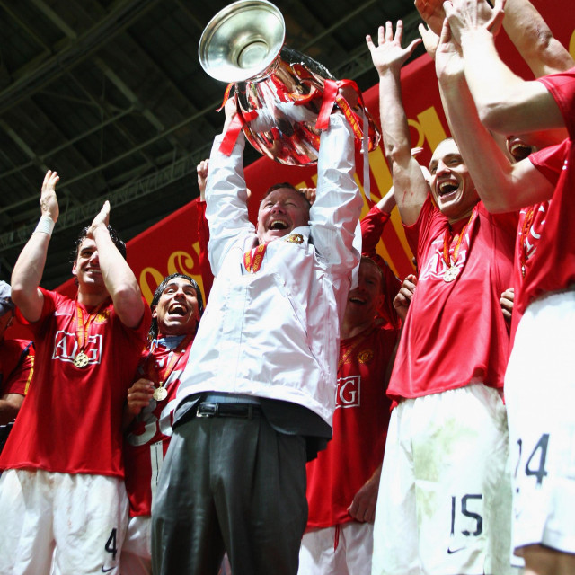 Sir Alex Ferguson i Manchester United nakon pobjede u finalu Lige prvaka protiv Chelseaja 2008. godine