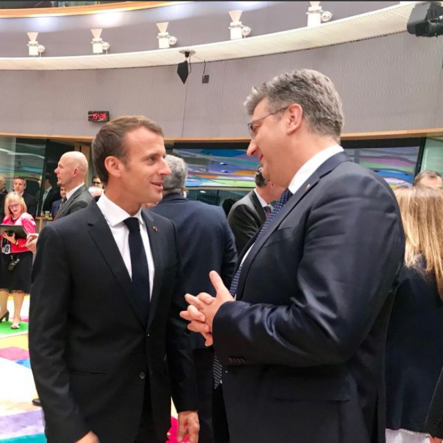 PM Andrej Plenkovic and french presiden Emmanuel Macron