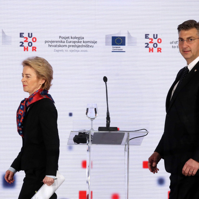 Na slici predsjednica Europske komisije Ursula von der Leyen i premijer Andrej Plenković