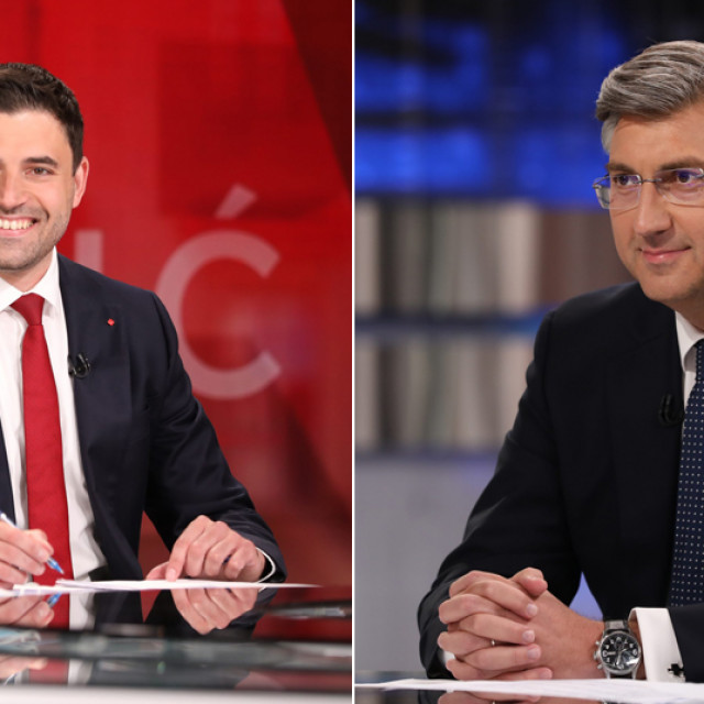 SDP president and Restart Coalition leader Davor Bernardic and HDZ president and Prime Minister Andrej Plenkovic during the Monday's TV debate