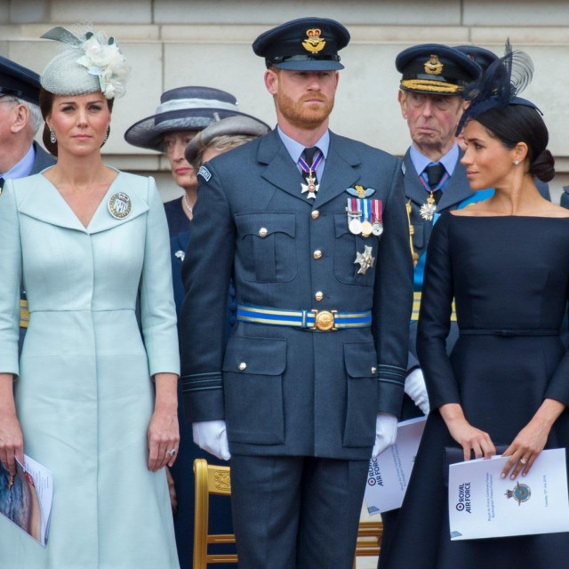 26 July 2020.<br />
<br />
Catherine, Duchess of Cambridge and Meghan Markle never became friends and the Duchess of Sussex was upset&#39; she never reached out to her or visited, according to an explosive new biography, &#39;Finding Freedom&#39;.<br />
<br />
Here STOCK IMAGE:<br />
Kate and Meghan (with Prince harry in the &#39;middle&#39;) attend The Flypast to Commemorate the 100th Anniversary of the RAF on Tuesday 10th July 2018 at Buckingham Palace,Image: 547200194, License: Rights-managed, Restrictions:, Model Release: no, Credit line: GoffPhotos.com/Goff Photos/Profimedia