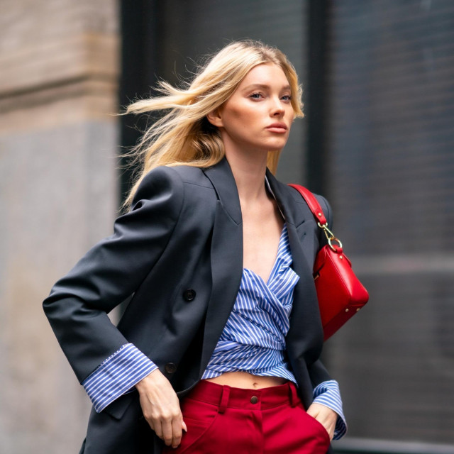 02/27/2020 Elsa Hosk looks stylish during an outing in New York City. The 31 year old Swedish model and Victoria's Secret Angel wore a dark grey blazer, striped blouse, red trousers, and white trainers.,Image: 501502851, License: Rights-managed, Restrictions: NO usage without agreed price and terms. Please contact sales@theimagedirect.com, Model Release: no, Credit line: TheImageDirect.com/The Image Direct/Profimedia