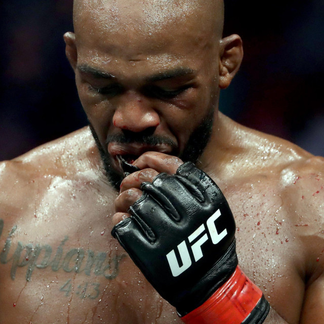 HOUSTON, TEXAS - FEBRUARY 08: Jon Jones walks to his corner in between rounds against Dominick Reyes in their UFC Light Heavyweight Championship bout during UFC 247 at Toyota Center on February 08, 2020 in Houston, Texas. Ronald Martinez/Getty Images/AFP<br />
== FOR NEWSPAPERS, INTERNET, TELCOS & TELEVISION USE ONLY ==