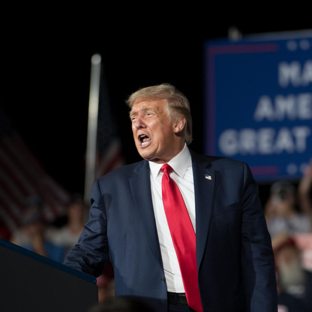 WINSTON SALEM, NC - SEPTEMBER 08: President Donald Trump addresses the crowd during a campaign rally at Smith Reynolds Airport on September 8, 2020 in Winston Salem, North Carolina. The president also made a campaign stop in South Florida on Tuesday. Sean Rayford/Getty Images/AFP&lt;br /&gt;
== FOR NEWSPAPERS, INTERNET, TELCOS &amp; TELEVISION USE ONLY ==