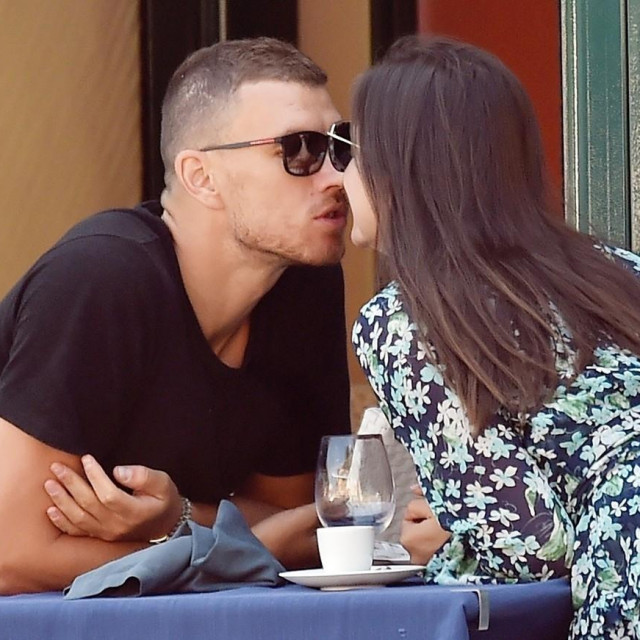 PORTOFINO, ITALY - *EXCLUSIVE* - Roma and Bosnian International footballer Edin Dzeko and his wife Amra Silajdzic take a well deserved holiday away on their pre season break on their vacation in Portofino.

BACKGRID UK 12 JUNE 2019,Image: 446669074, License: Rights-managed, Restrictions: RIGHTS: WORLDWIDE EXCEPT IN ITALY, Model Release: no, Credit line: Cobra Team/BACKGRID/Backgrid UK/Profimedia