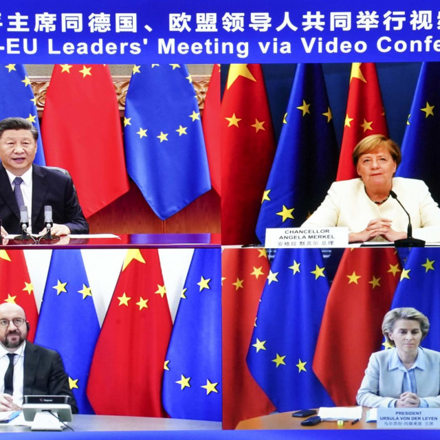 Xi Jinping, Angela Merkel, Charles Michel i Ursula von der Leyen