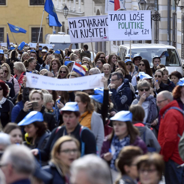 Prizor s lanjskog prosvjeda učitelja na Markovu trgu
