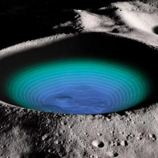 Krater s vodom na Mjesecu, ilustracija