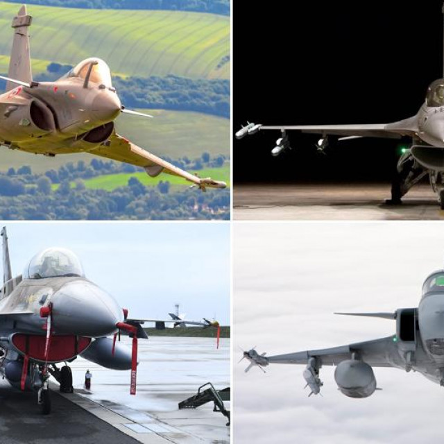 Gore: Dassault Rafale i F-16 Block 70; Dolje: F-16 Barak i JAS 39 Gripen