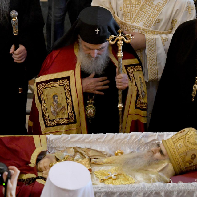 Irinej na pogrebu mitropolita crnogorsko-primorskog Amfilohija, preminulog od covida-19