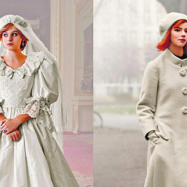 Za izradu Dianine vjenčanice u seriji trebala su četiri tjedna i 600 sati, korišteno je 95 metara tkanine i 100 metara čipke (lijevo)&lt;br /&gt;
&lt;br /&gt;
Bijeli kaput simbolizira da je Beth postala kraljica šahovske ploče, kažu kostimografi (desno)&lt;br /&gt;
&lt;br /&gt;
 
