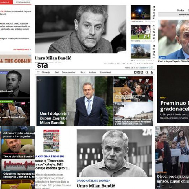 Naslovnice portala i medija u regiji donose vijest o smrti Milana Bandića
