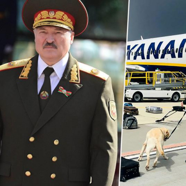 Aleksandar Lukašenko i avion Ryanaira koji je prislino spušten u Minsk