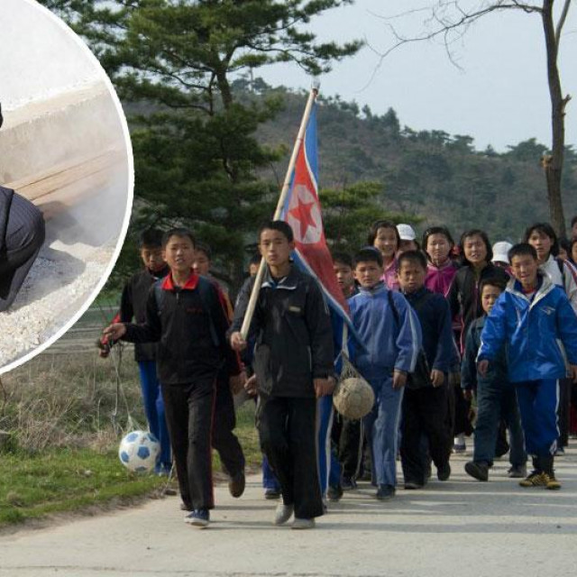 Kim Jong-un (u krugu), sjevernokorejska djeca tijekom parade povodom Praznika rada