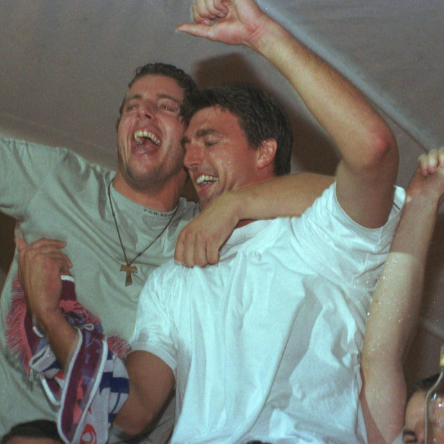 Mario Tudor i Goran Ivanišević tijekom slavlja u Bolu