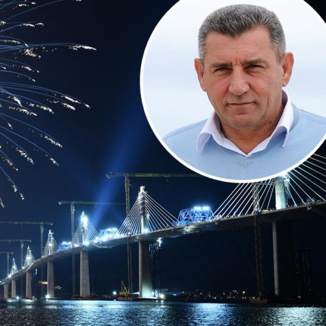 Pelješki most; u krugu: Ante Gotovina