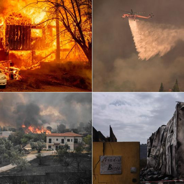 Požar u Kaliforniji (gore lijevo); požar u Grčkoj (gore desno i dolje lijevo); požar u Italiji (dolje desno)