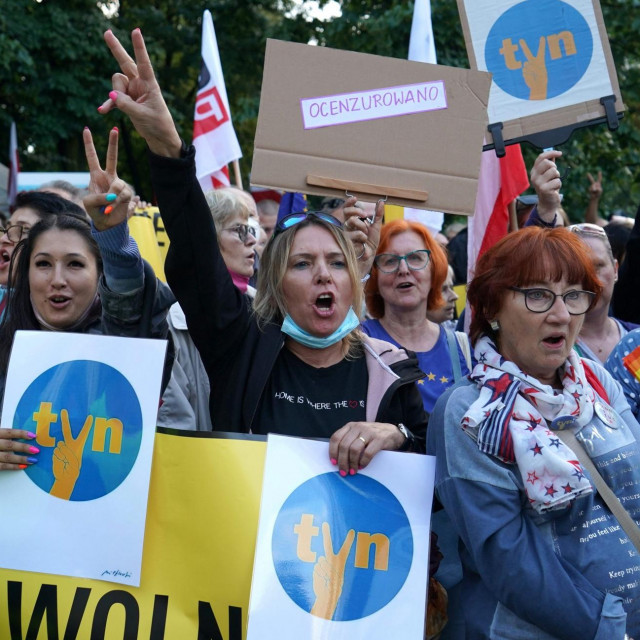 Prosvjed potpore kanalu TVN24 održao se u utorak uoči glasanja o Prijedlogu zakona o medijima