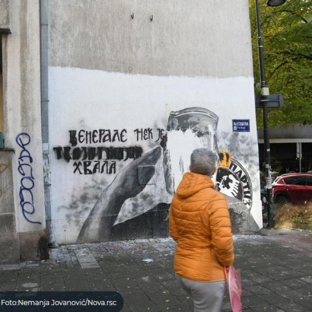 &lt;p&gt;Uništeni mural Ratku Mladiću u Beogradu&lt;/p&gt;

