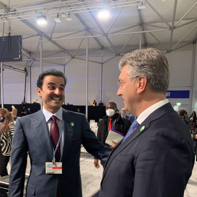 Katarski šeik i hrvatski premijer na klimatskom summitu u Glasgowu
