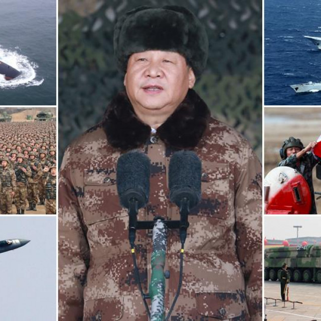 &lt;p&gt;Podmornice, brodovi, avioni, projektili i vojnici NR Kine, u sredini Xi Jinping&lt;/p&gt;
