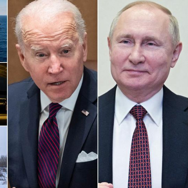 &lt;p&gt;Američki ratni brodovi i borbeni avion, ukrajinski tenk, Joe Biden, Vladimir Putin, ruski tenk i ruski borbeni avion&lt;/p&gt;
