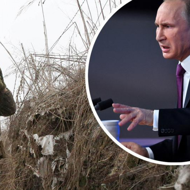 &lt;p&gt;Ukrajinski vojnik i Vladimir Putin (u krugu)&lt;/p&gt;

