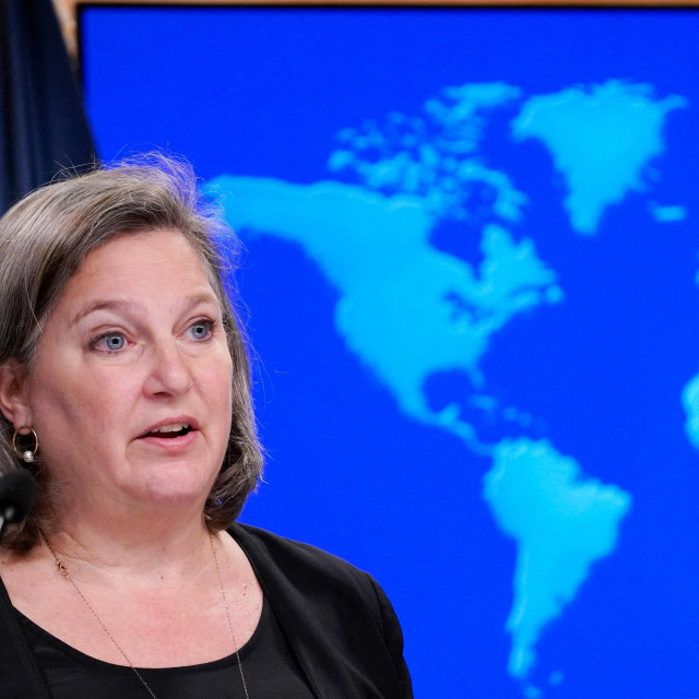 State Department Under Secretary for Public Affairs Victoria J. Nuland speaks during a briefing at the State Department in Washington, DC, January 27, 2022. - The United States on Thursday urged China to use its influence with Russia to discourage an invasion of Ukraine. (Photo by Susan Walsh/POOL/AFP)
