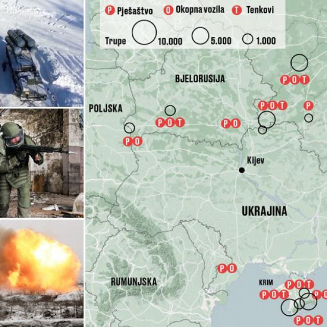 &lt;p&gt;Ruski S-400, ruski vojnici, ruski tenk T-72 i karta koja pokazuje gdje su stancionirane ruske trupe u blizini Ukrajine&lt;/p&gt;

