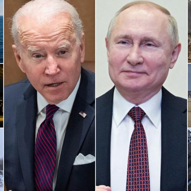 &lt;p&gt;Američki ratni brodovi i borbeni avion, ukrajinski tenk, Joe Biden, Vladimir Putin, ruski tenk i ruski borbeni avion&lt;/p&gt;
