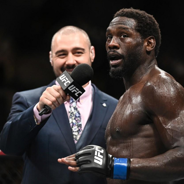 &lt;p&gt;Sep 28, 2019; Copenhagen, DEN; Jared Cannonier (blue gloves) is interviewed after defeating Jack Hermansson (not pictured) during UFC Fight Night at Royal Arena.,Image: 474026868, License: Rights-managed, Restrictions: *** World Rights ***, Model Release: no, Credit line: USA TODAY Network/ddp USA/Profimedia&lt;/p&gt;

