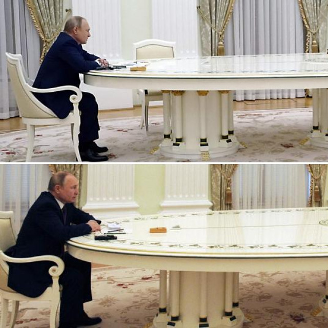 &lt;p&gt;Gore: Vladimir Putin i Emmanuel Macron; dolje: Vladimir Putin i Olaf Scholz&lt;/p&gt;
