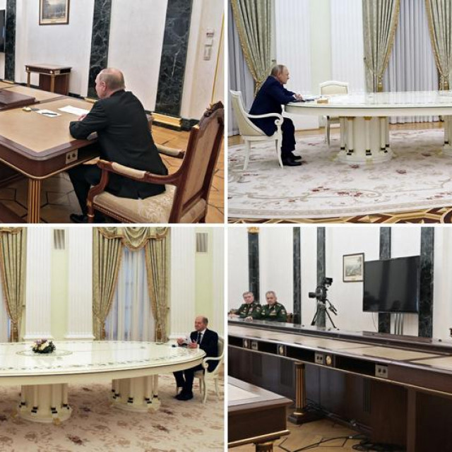 &lt;p&gt;Putin tijekom susreta s guvernerkom Ruske središnje banke, tijekom razgovora s Emmanuelom Macronom, u razgovoru s Olafom Scholzom te tijekom sastanka s ruskim ministrom obrane Sergejem Šojguom&lt;/p&gt;
