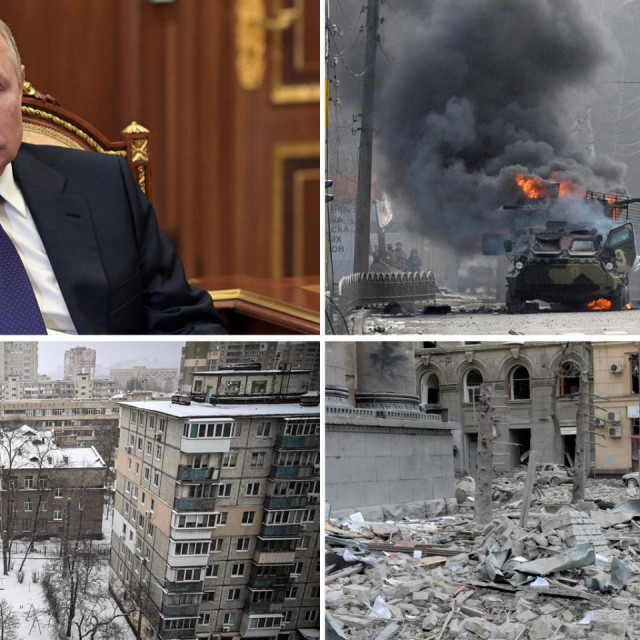 &lt;p&gt;Vladimir Putin, razoreni ruski tenk i ulice Kijeva i Harkiva&lt;/p&gt;
