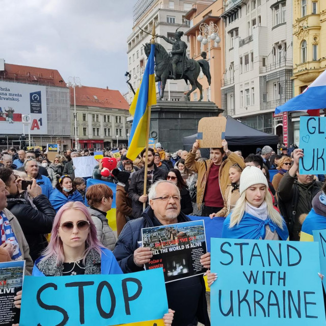&lt;p&gt;Skup podrške Ukrajini na Trgu bana Jelačića u Zagrebu&lt;/p&gt;
