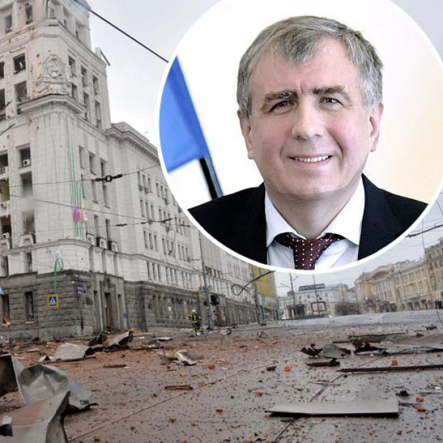 &lt;p&gt;Ustavni trg u Harkivu nakon raketiranja; u krugu: Oleksandr Levčenko&lt;/p&gt;

