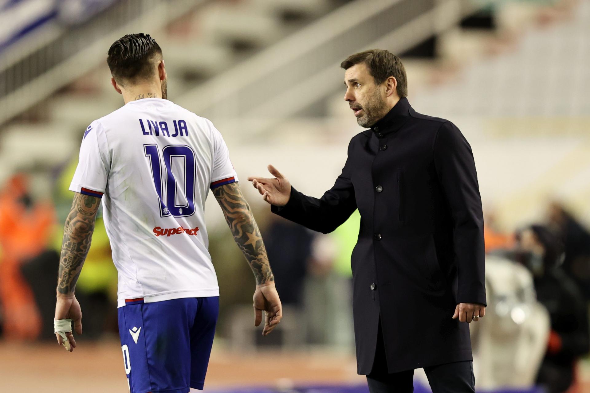 Dino Mikanovic of Hajduk Split and Amer Gojak of Dinamo Zagreb