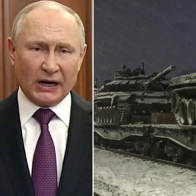 &lt;p&gt;Vladimir Putin, ruski tenkovi i Volodimir Zelenski&lt;/p&gt;
