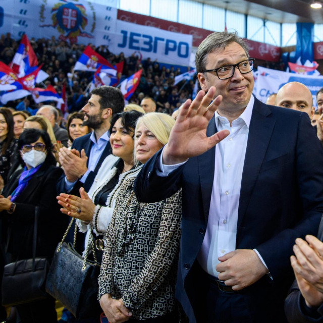 &lt;p&gt;Aleksandar Vučić na predizbornom skupu u Sportskom centru Banjica&lt;/p&gt;