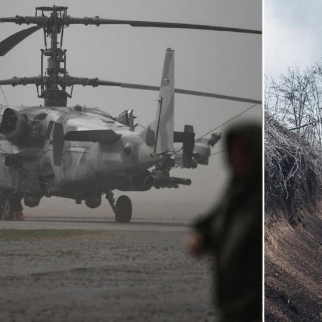 &lt;p&gt;Ruski borbeni helikopter Kamov Ka-52 i ukrajinski vojnik u rovu&lt;/p&gt;