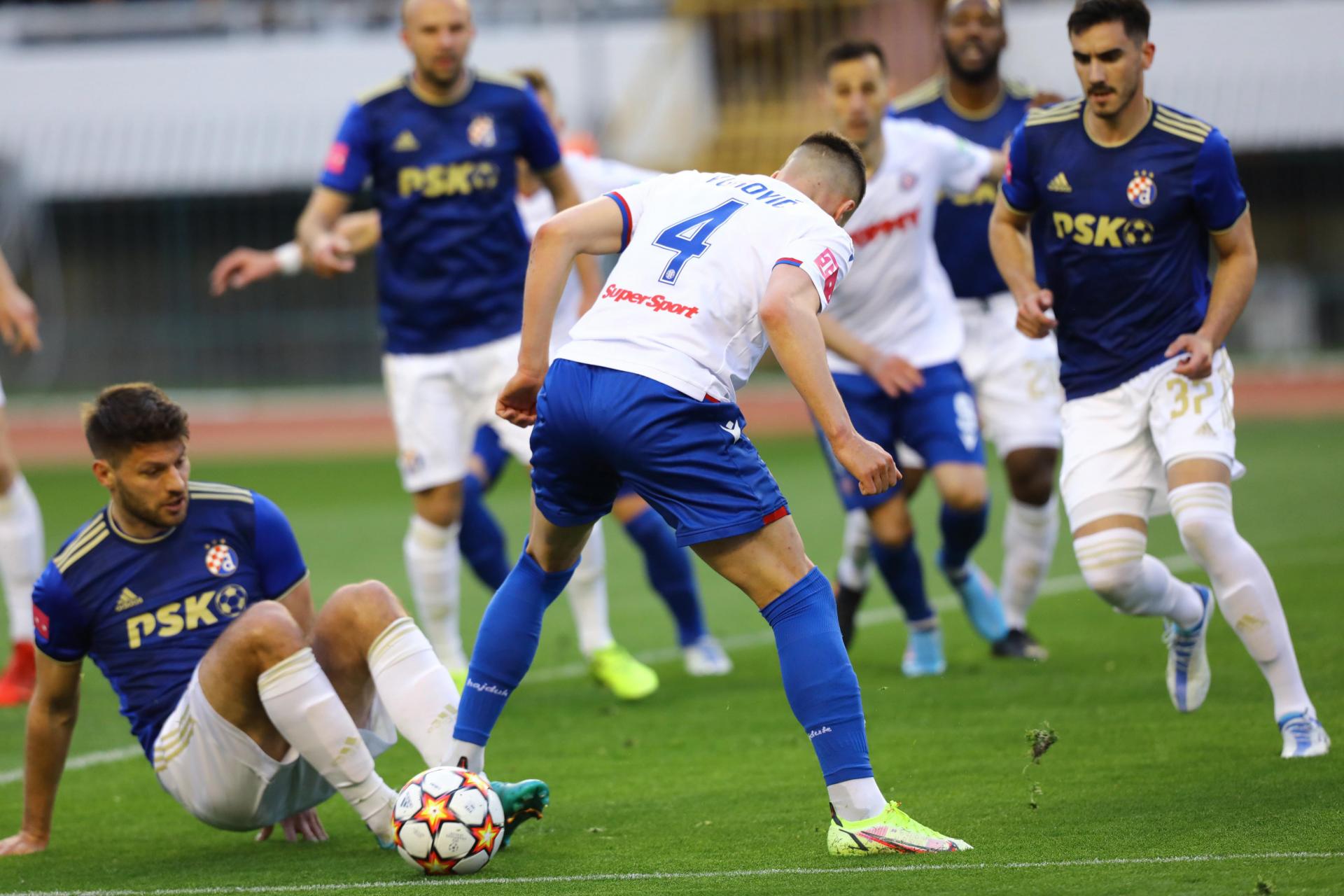 Dino Mikanovic of Hajduk Split and Amer Gojak of Dinamo Zagreb