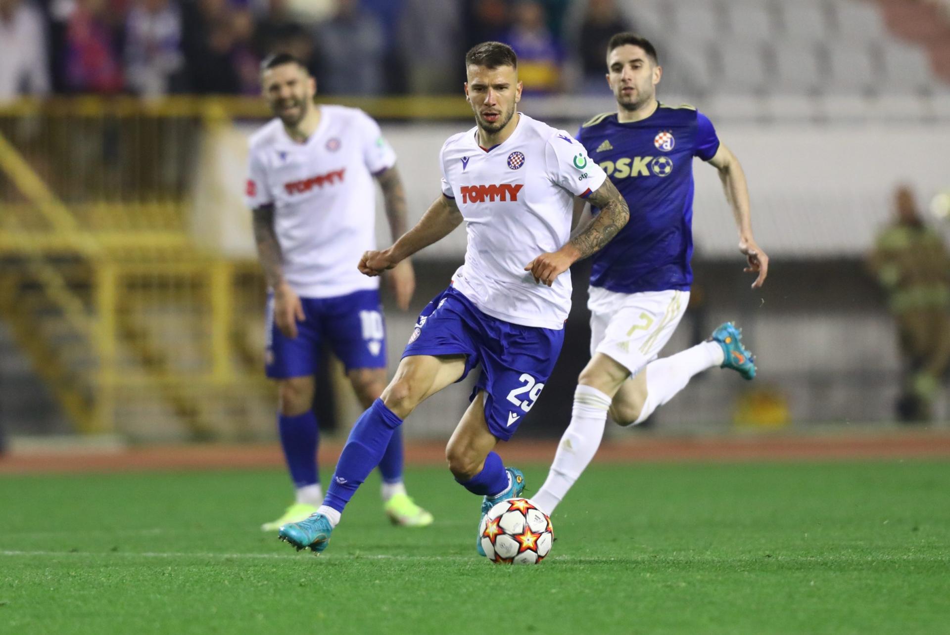 Dino Mikanovic of Hajduk Split and Amer Gojak of Dinamo Zagreb